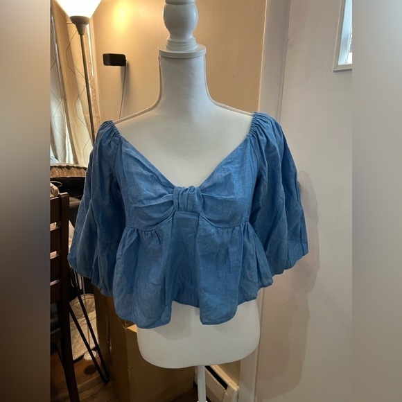 Zara Tops - ZARA linen blend knotted top (L)